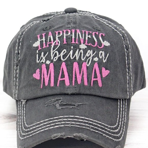 Accessories - NWT Distressed Black Happiness Is Cap